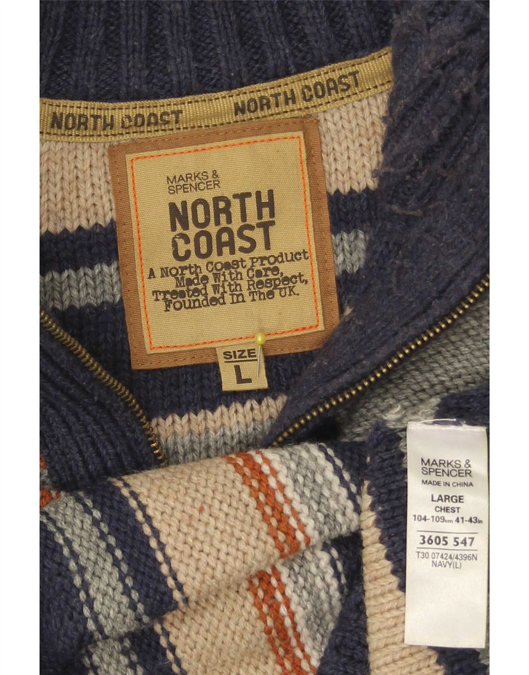 Marks & Spencer Maglione da uomo con collo con zip North Coast grande blu navy