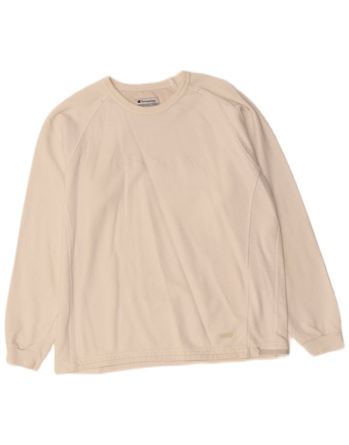 Felpa oversize con grafica da donna Champion UK 10 Small Off White