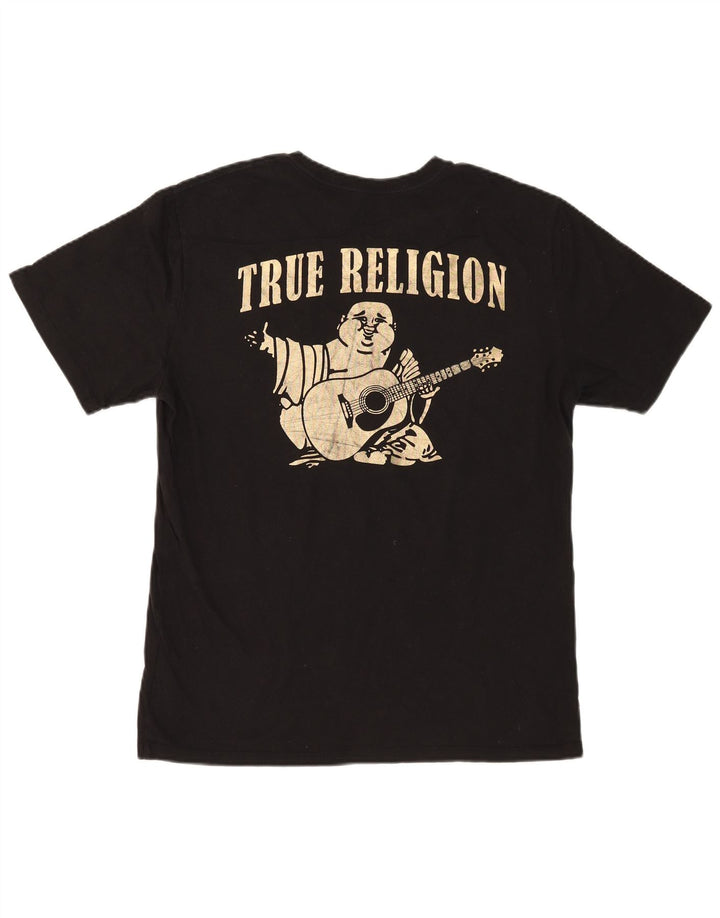 T-shirt grafica da uomo True Religion Top grande in cotone nero