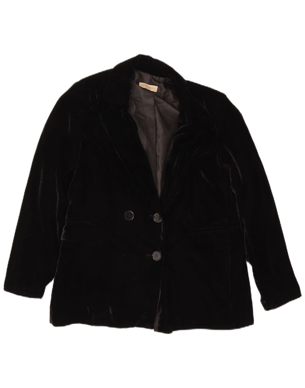 Vintage Womens Double Breasted Velvet Blazer Jacket EU 40 Medium Black