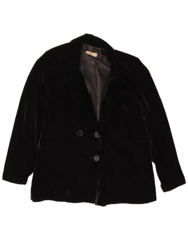 Giacca blazer doppiopetto in velluto vintage da donna EU 40 media nera