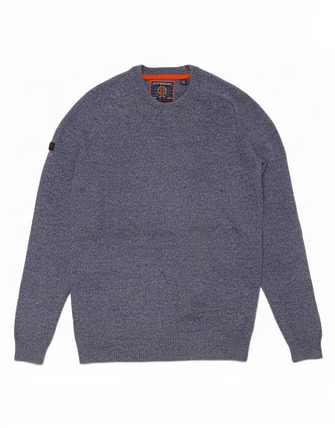 Maglione da uomo girocollo Superdry in lana d'agnello screziata blu medio