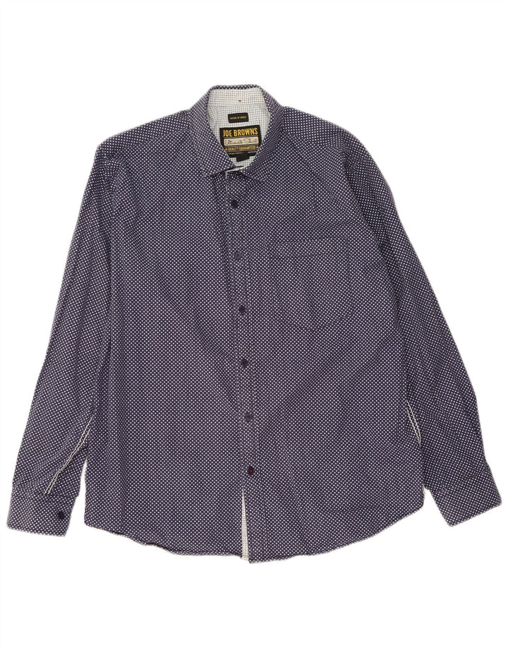JOE BROWNS Mens Shirt Medium Blue Spotted Cotton
