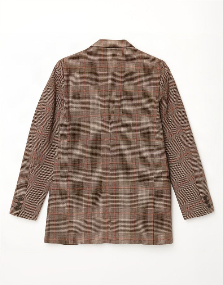 Giacca blazer vintage da uomo a 3 bottoni UK 38 pied de poule marrone medio