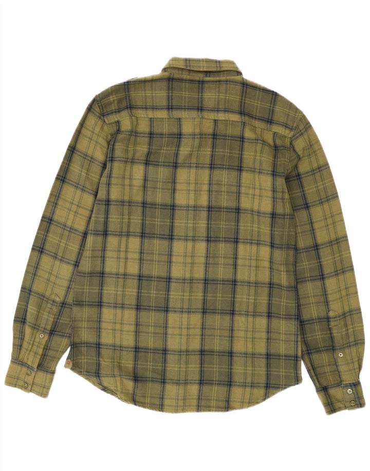 Camicia da uomo in flanella Benetton a quadri kaki medio in cotone