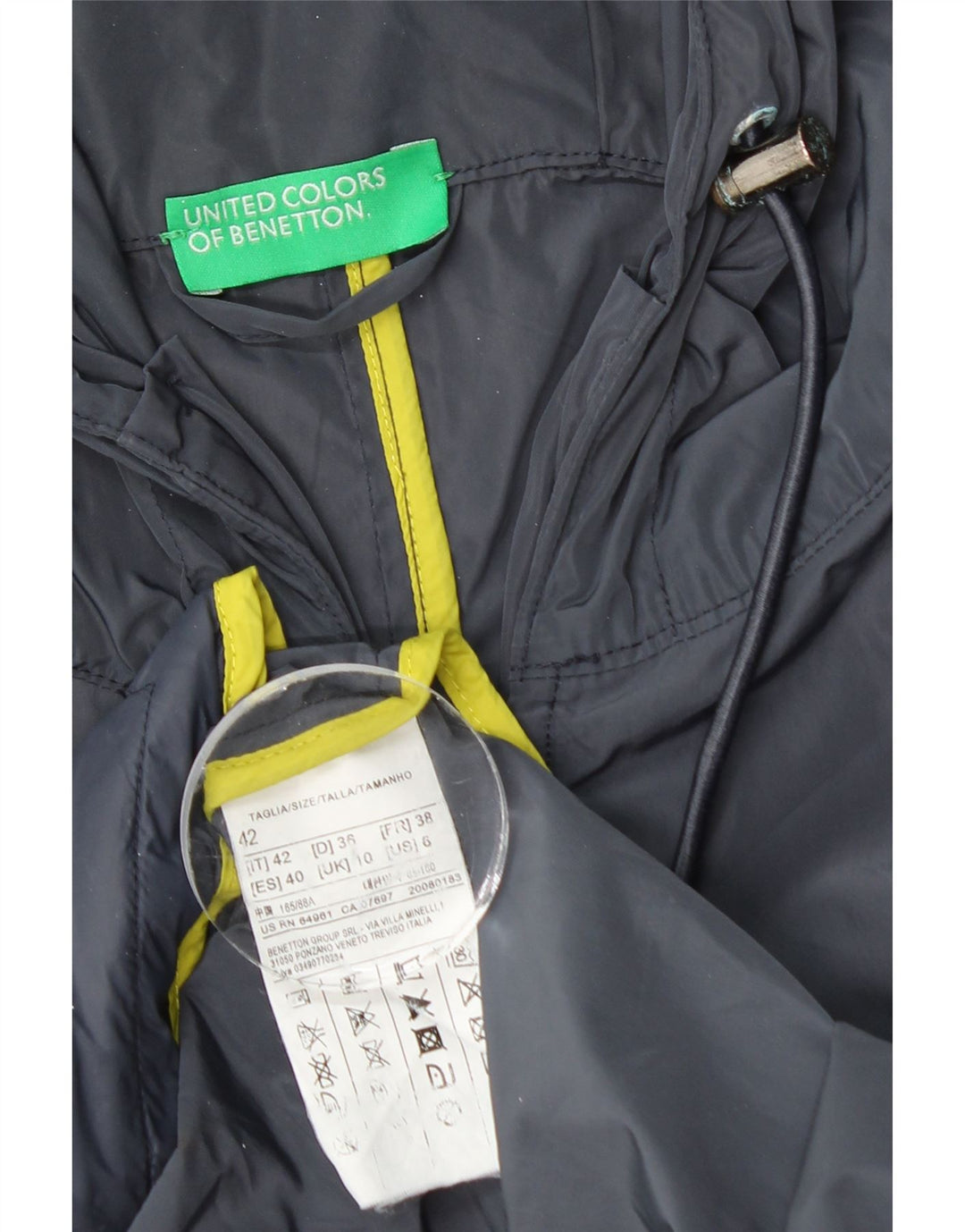 Impermeabile con cappuccio da donna BENETTON UK 10 piccolo poliestere blu navy