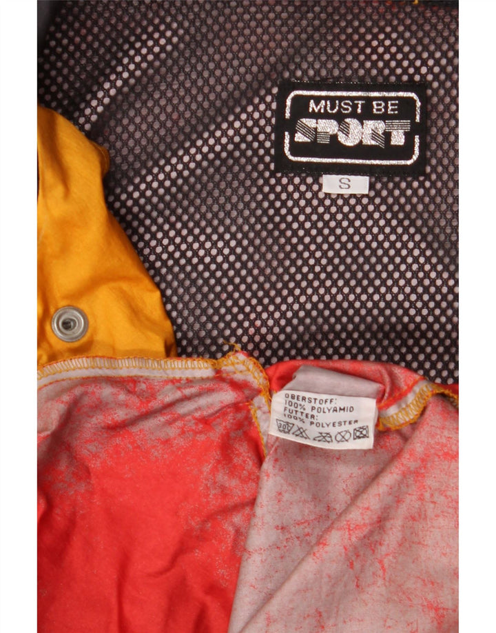 Impermeabile grafico da uomo vintage UK 36 Small Giallo color block in poliammide