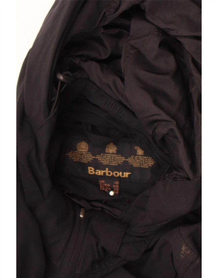 Giacca antipioggia con cappuccio da donna Barbour UK 14 grande cotone nero