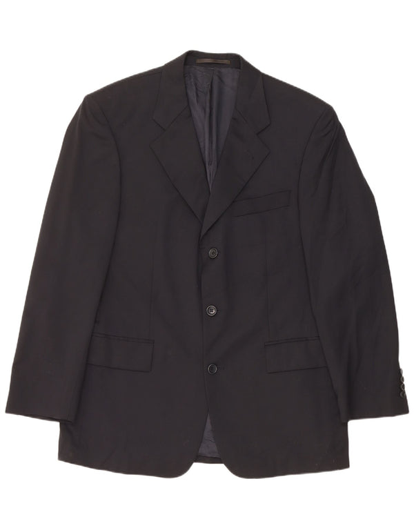 Giacca blazer da uomo a 3 bottoni Hugo Boss EU 50 grande lana vergine blu navy