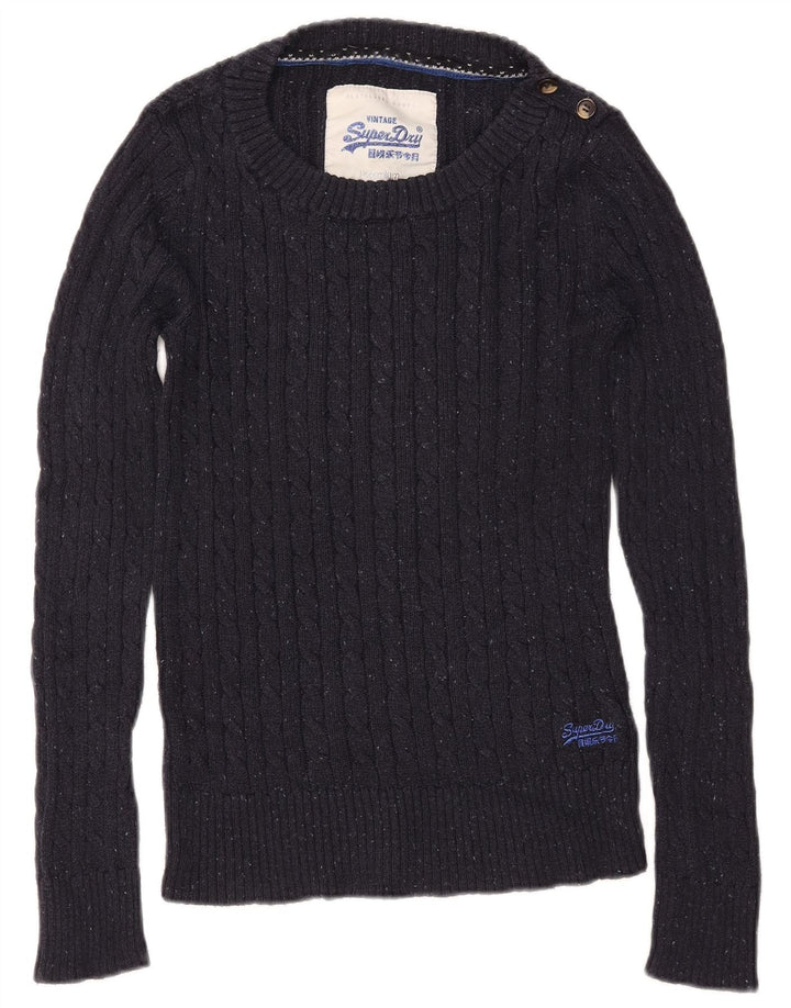 Maglione da donna con scollo a barca SUPERDRY UK 12 Cotone medio blu navy
