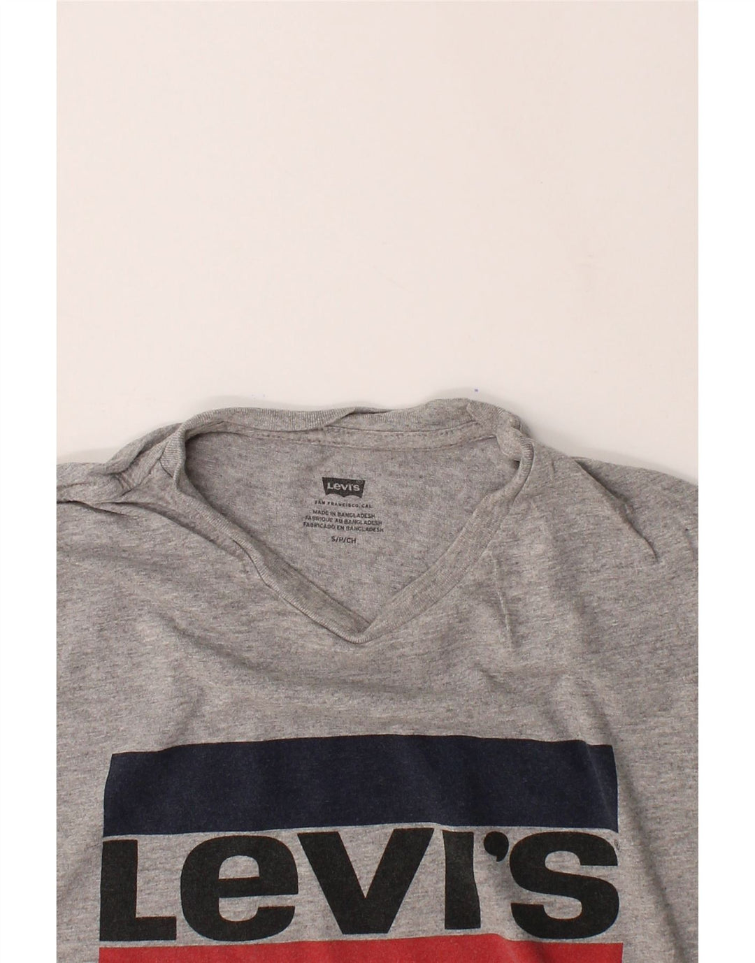 LEVI'S Womens Graphic T-Shirt Top UK 10 Small Grey Cotton Vintage Levi's and Second-Hand Levi's from Messina Hembry 