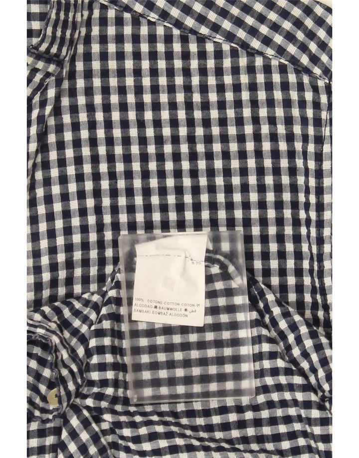Camicia da uomo Benetton in cotone a quadretti blu navy medio