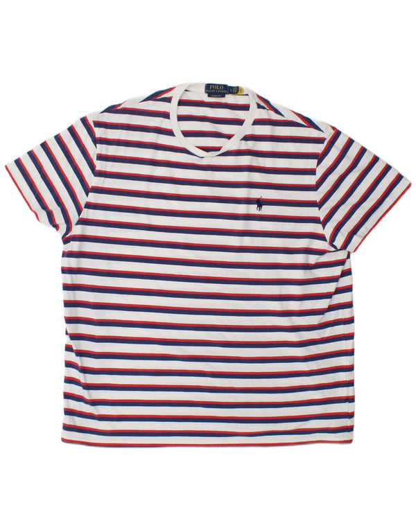 Polo Ralph Lauren T-shirt da uomo dalla vestibilità classica Top XL in cotone a righe bianche