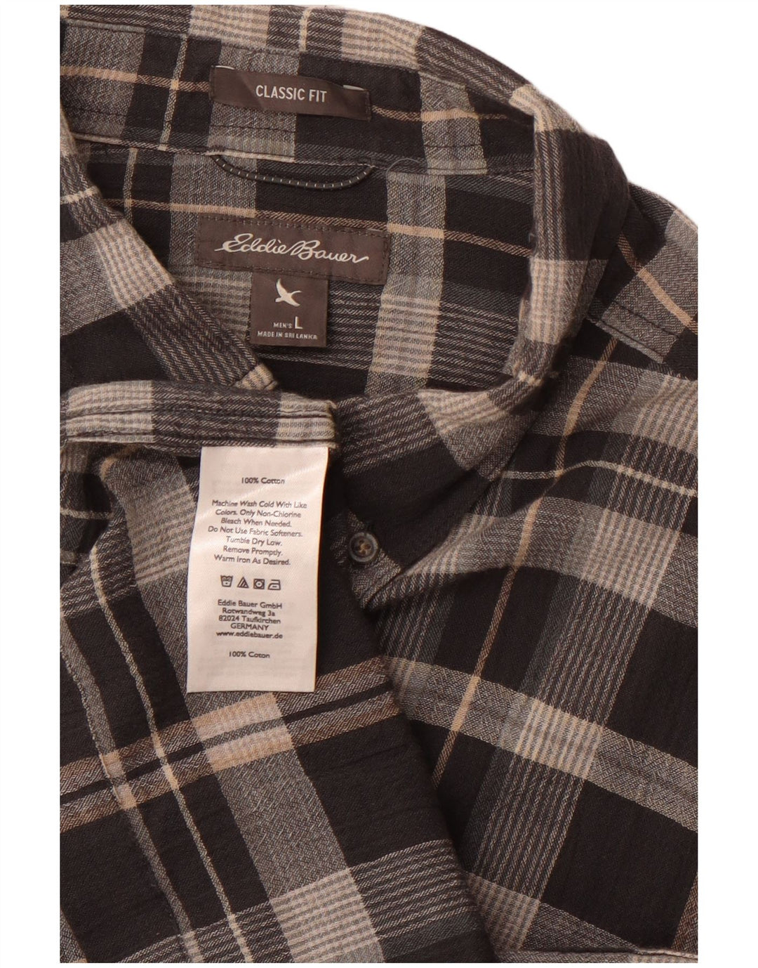 EDDIE BAUER Camicia da uomo in flanella dalla vestibilità classica, in cotone a quadri grigi grandi