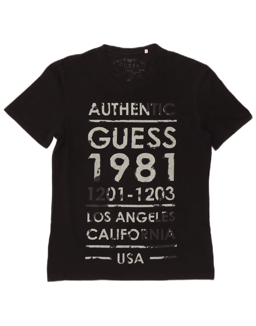 T-shirt grafica da uomo Guess nera media