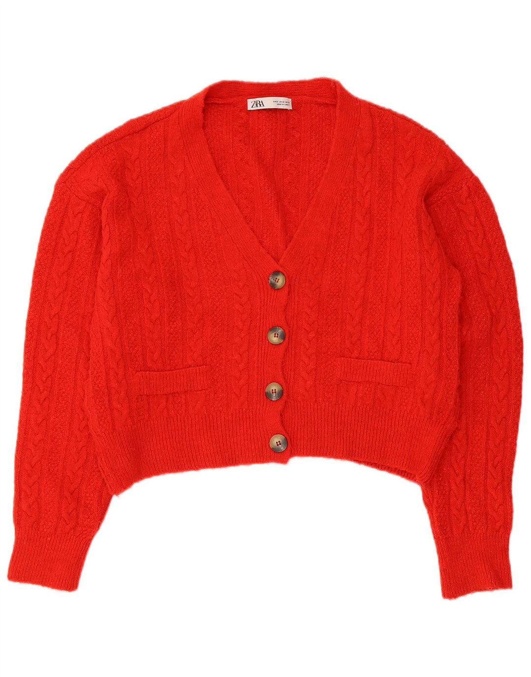 Maglione cardigan oversize corto da donna Zara UK 10 piccolo rosso