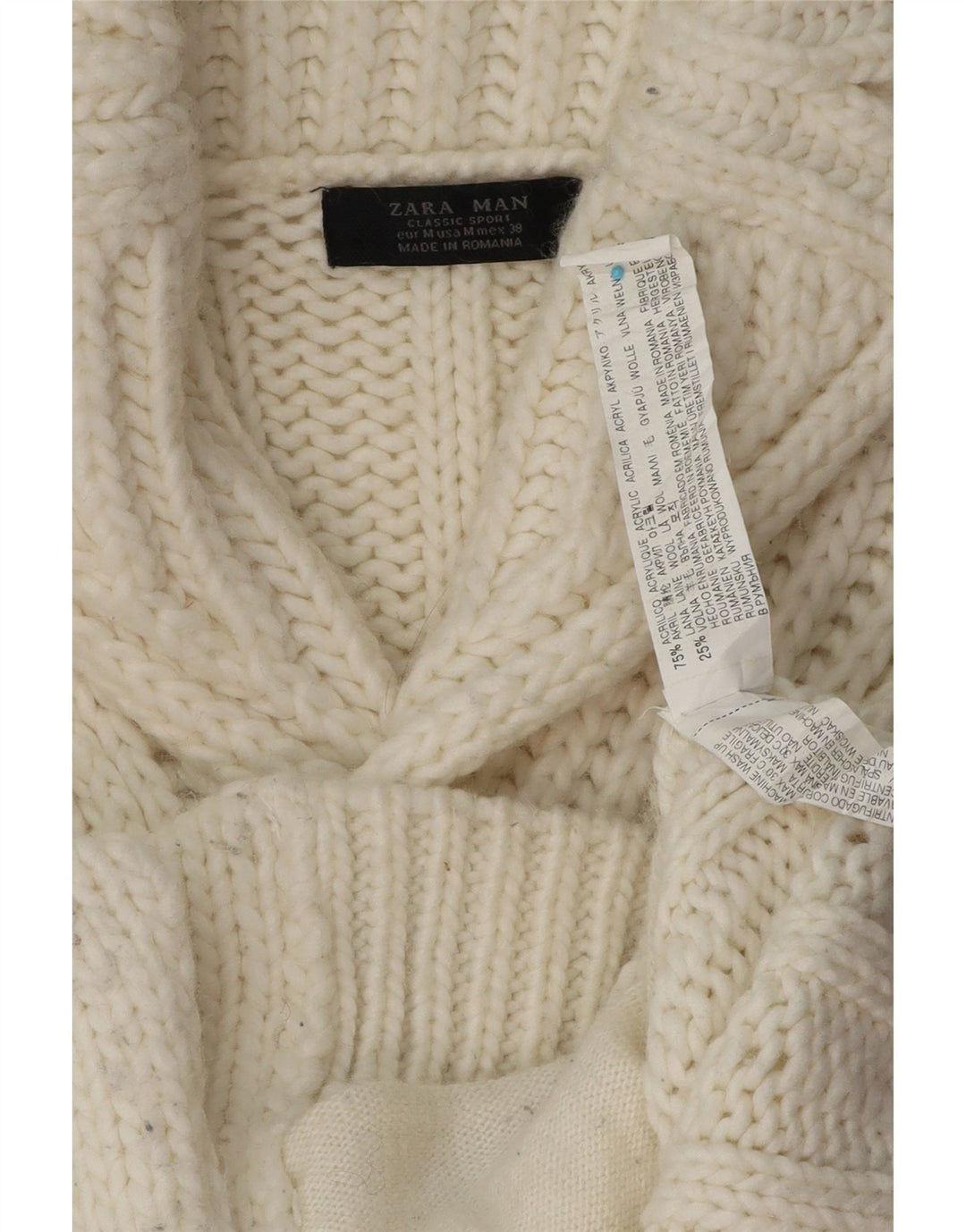 Maglione cardigan da uomo Zara in lana bianca media