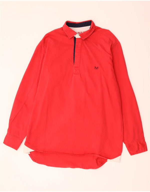Crew Clothing Polo da rugby da uomo a maniche lunghe in cotone rosso medio