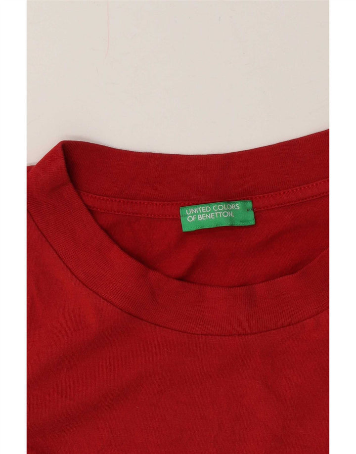 Top da donna Benetton manica 3/4 UK 14 medio rosso