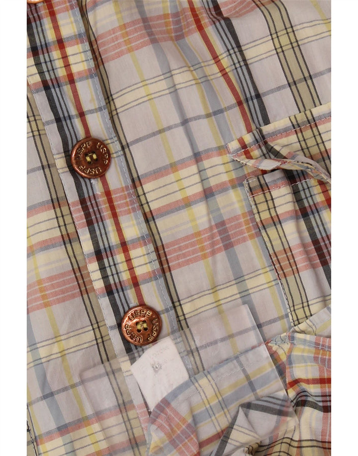 Abito camicia vintage da donna UK 14 cotone a quadri multicolore medio