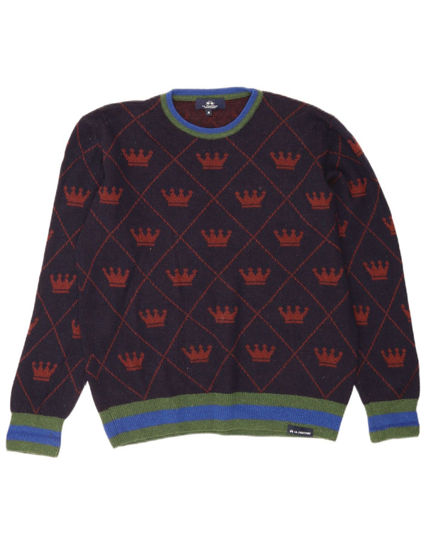 Maglione maglione girocollo da uomo con motivo astratto La Martina blu navy medio