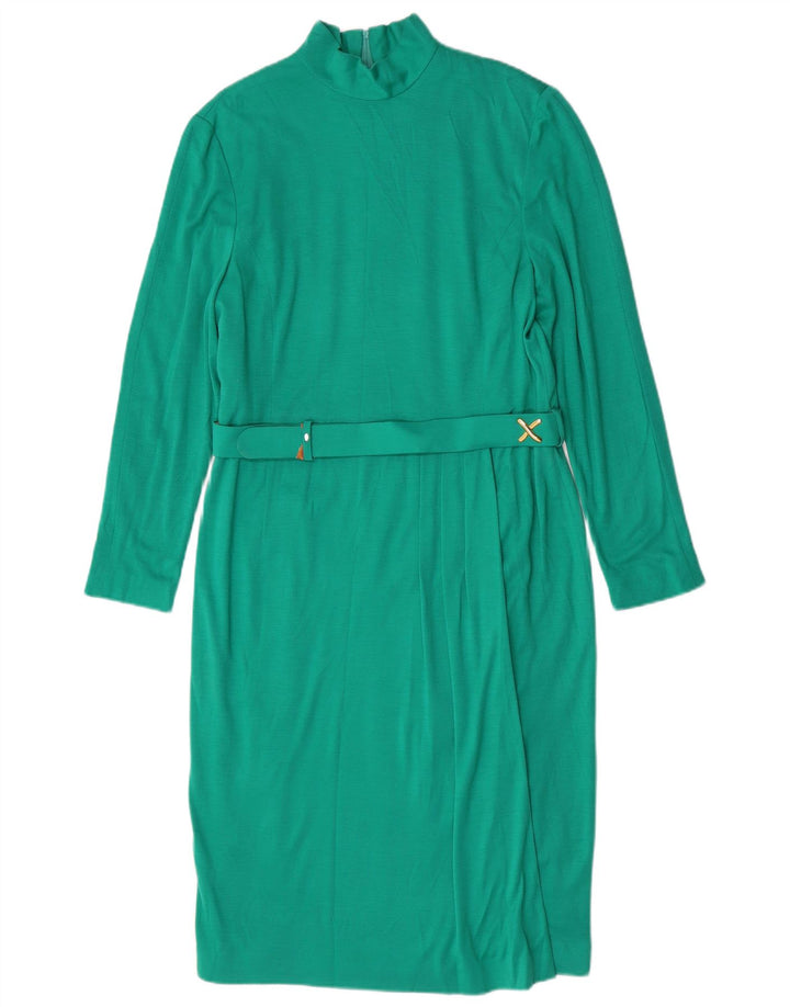 Abito a trapezio vintage da donna a maniche lunghe IT 42 Poliacrilico turchese medio