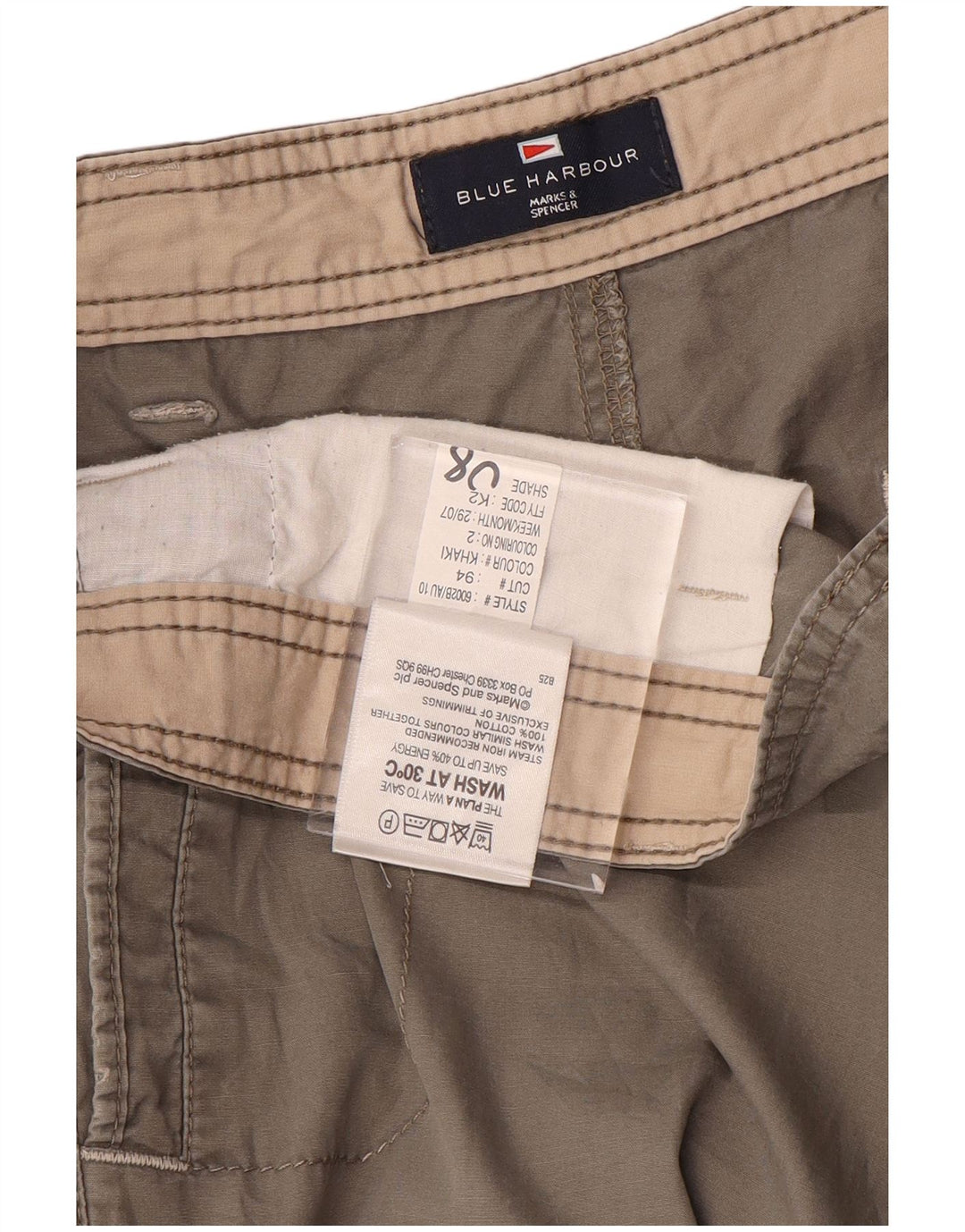 Pantaloni cargo dritti Marks & Spencer da uomo blu Harbour W38 L31 grigi