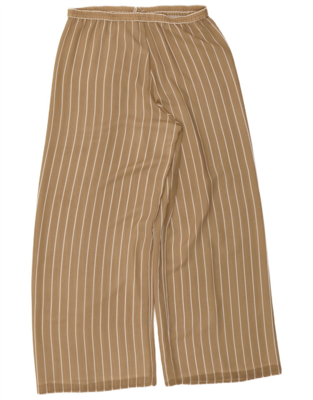 Pantaloni casual a gamba larga da donna VINTAGE W32 L31 Poliestere gessato beige
