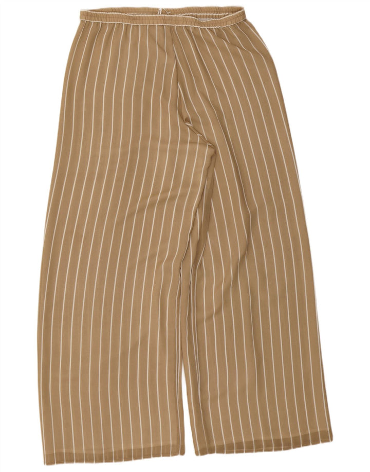 Pantaloni casual a gamba larga da donna VINTAGE W32 L31 Poliestere gessato beige