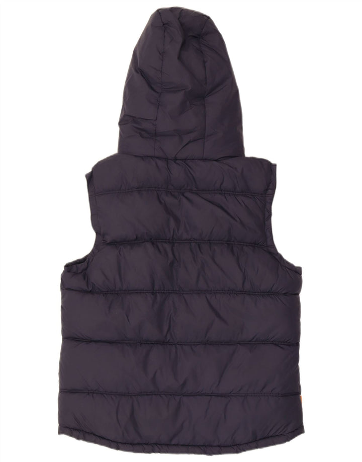 SUPERDRY Womens Hooded Padded Gilet UK 16 Large Navy Blue Polyester