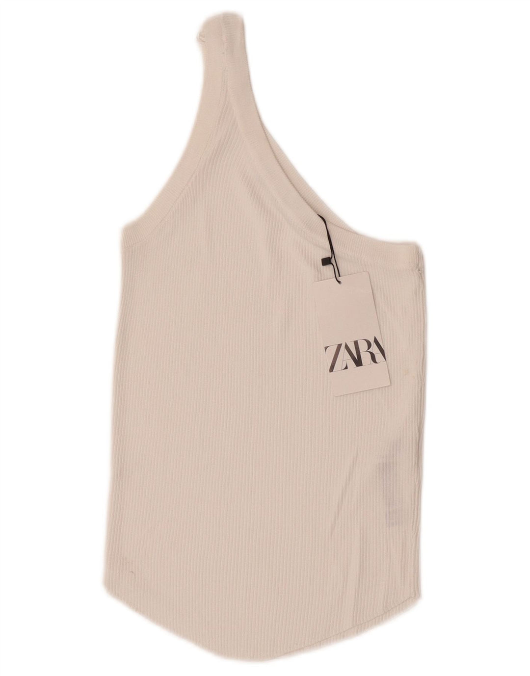 Top monospalla da donna Zara UK 12 viscosa bianca media