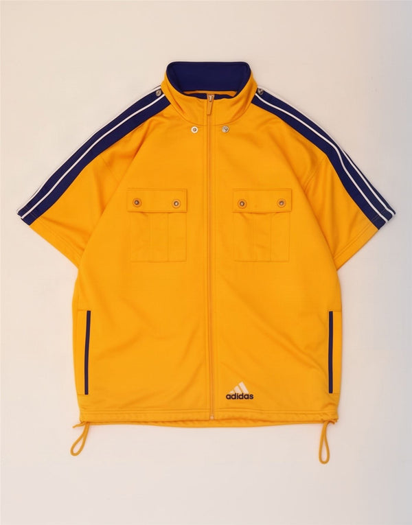 Adidas Mens Short Sleeve Tracksuit Top Jacket UK 40/42 Medium Yellow