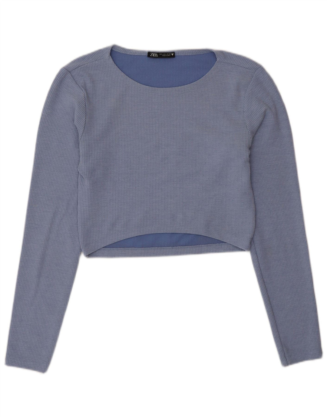 Top corto da donna Zara UK 12 poliestere blu medio