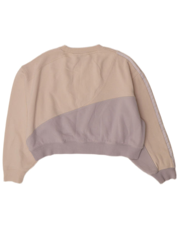 Felpa con cappuccio corta oversize da donna Adidas UK 10 Small Beige Colourblock
