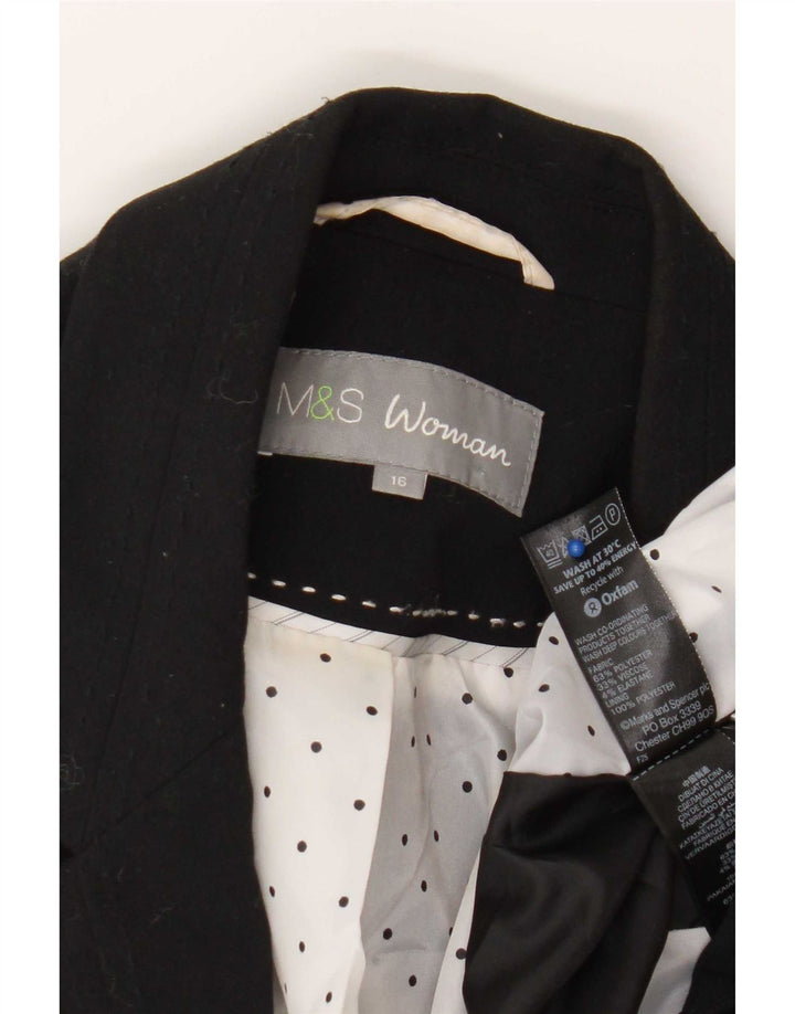 Giacca blazer a 1 bottone Marks & Spencer da donna UK 16 grande poliestere nero