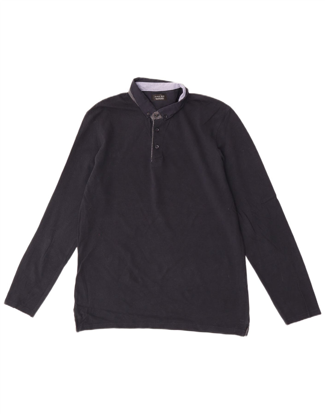 Polo Zara da uomo a maniche lunghe grande blu navy