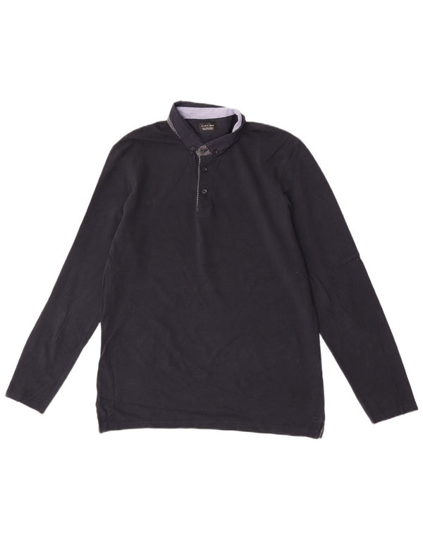 Polo Zara da uomo a maniche lunghe grande blu navy