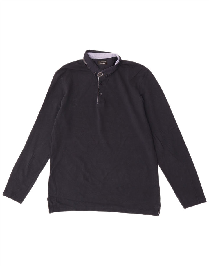 Polo Zara da uomo a maniche lunghe grande blu navy