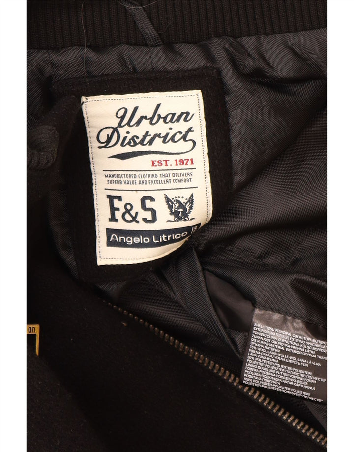 ANGELO LITRICO Giubbotto bomber militare da uomo UK 42 XL Lana nera