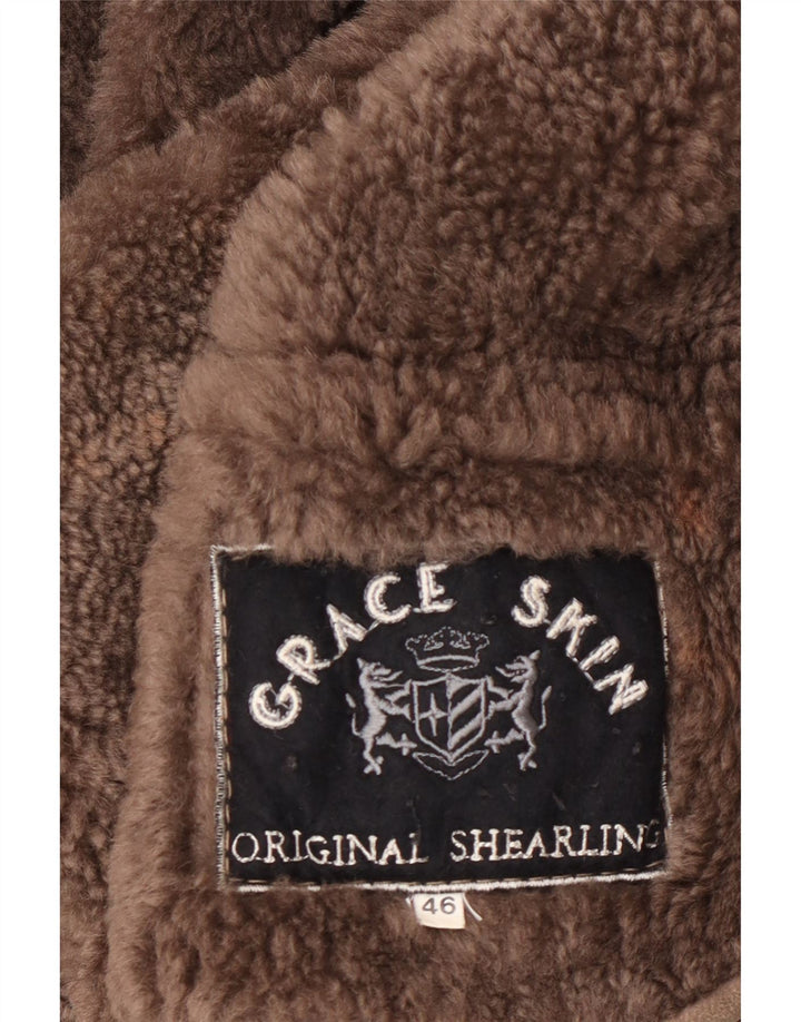 Cappotto oversize in shearling vintage da donna IT 46 Shearling grigio grande