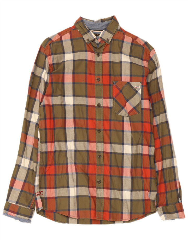 Jack & Jones Camicia da uomo in flanella di cotone a quadri kaki medio