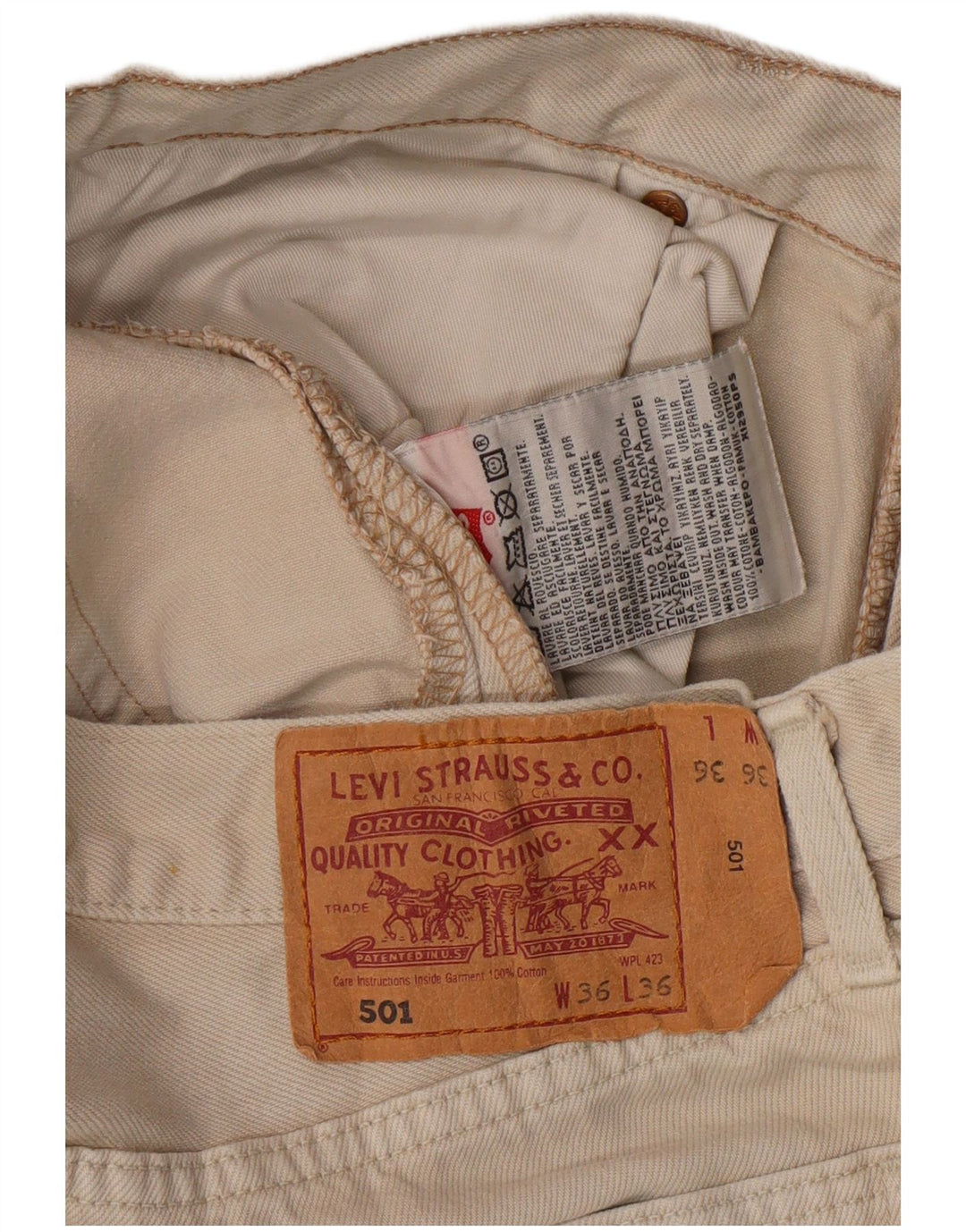 LEVI'S Jeans dritti da uomo 501 W36 L31 Cotone beige