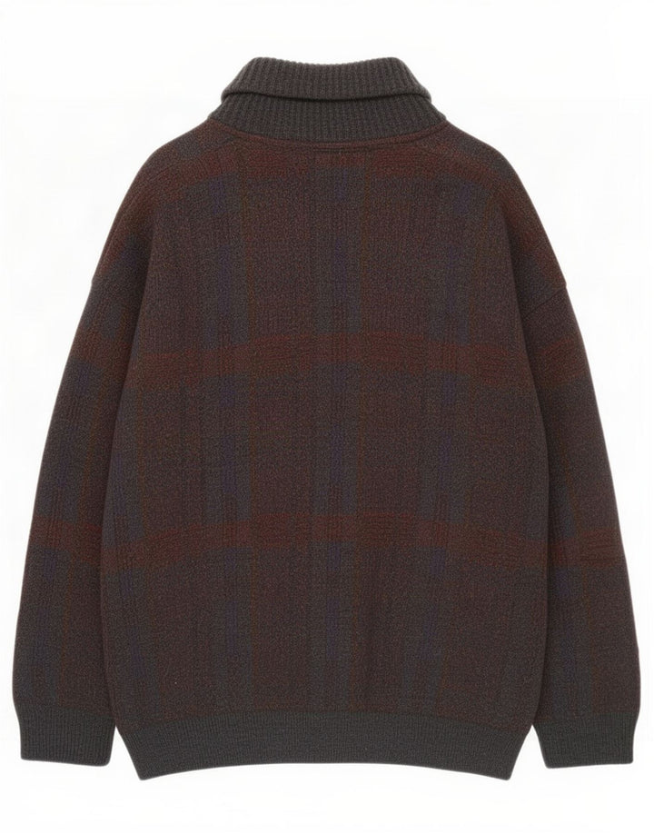 Maglione cardigan da uomo Settebello grande acrilico a quadri grigi