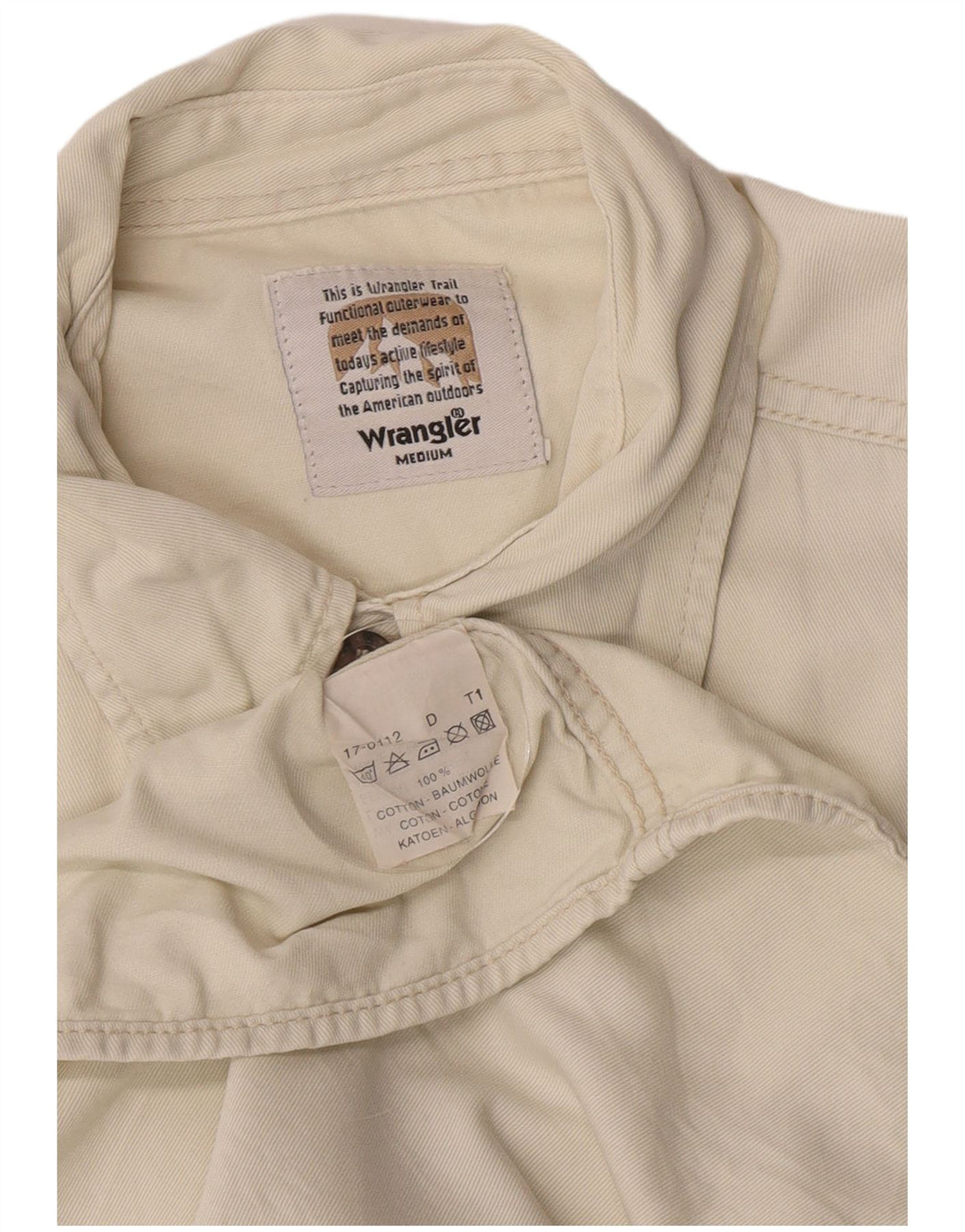 Camicia militare a maniche corte da uomo Wrangler in cotone bianco sporco medio