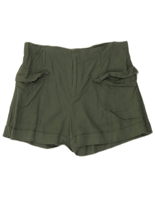 Pantaloncini cargo Zara da donna a vita alta XL W32 lino verde