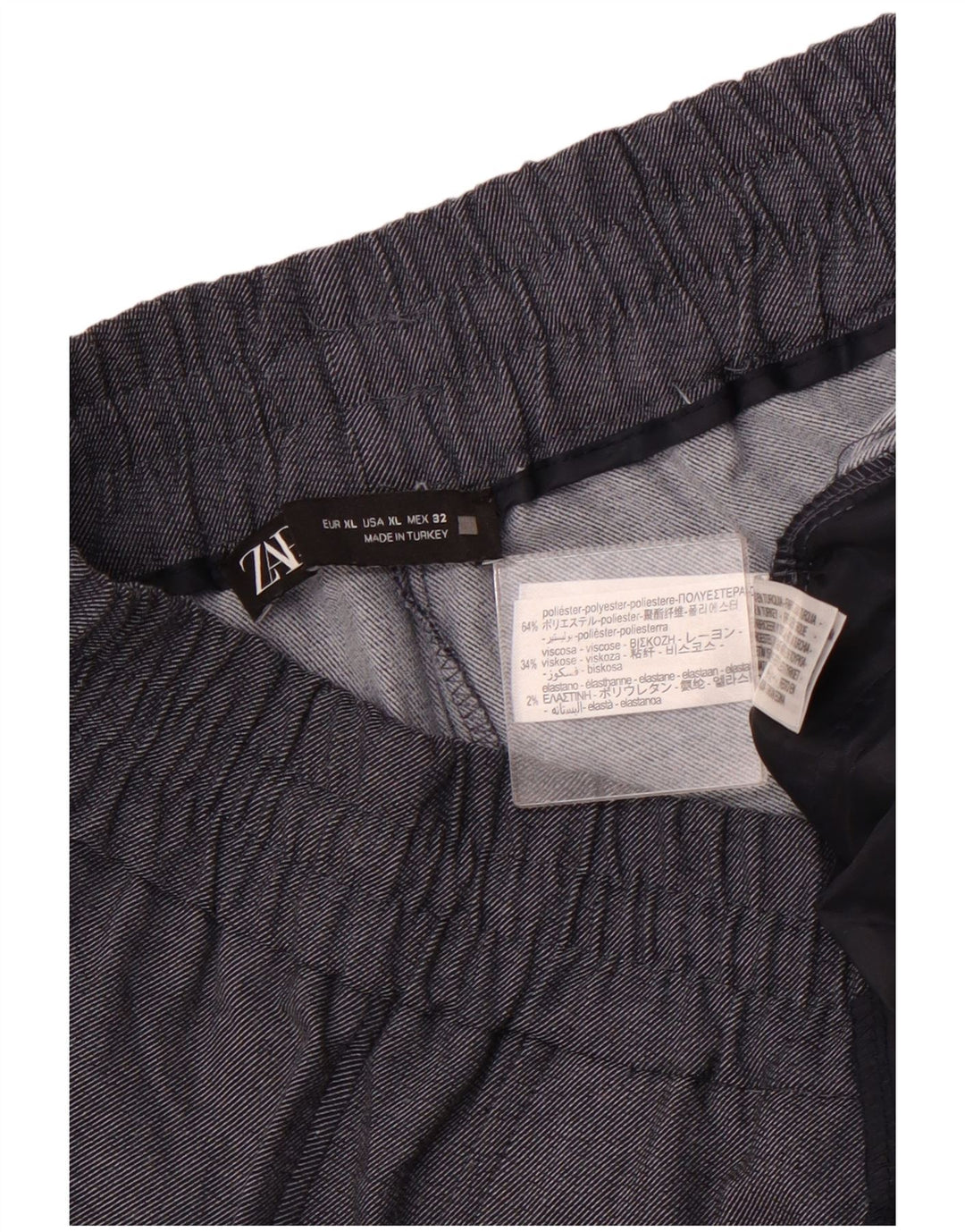 Pantaloni chino da jogging da donna ZARA XL W32 L27 poliestere grigio