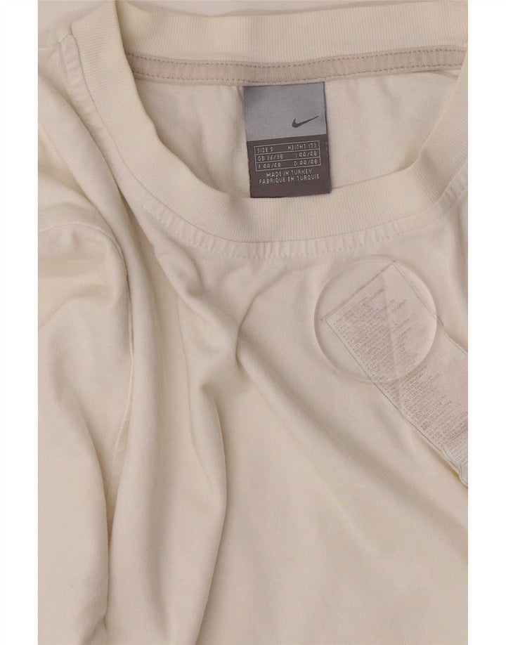 Top Nike da uomo a maniche lunghe UK 36/38 piccolo cotone bianco