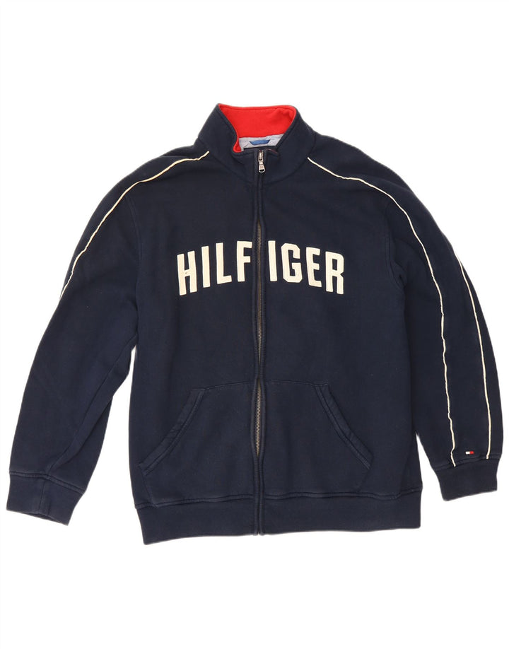 Giacca da ginnastica grafica da uomo Tommy Hilfiger XL in cotone blu navy