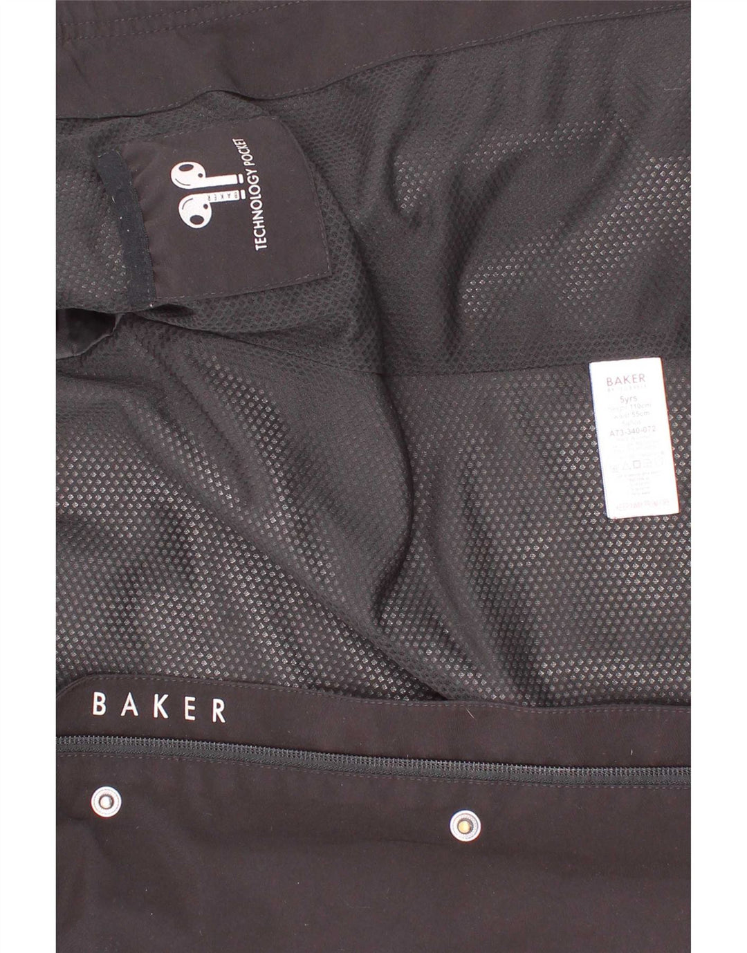 Giacca antipioggia con cappuccio grafica da ragazzo Ted Baker 4-5 anni in poliestere nero