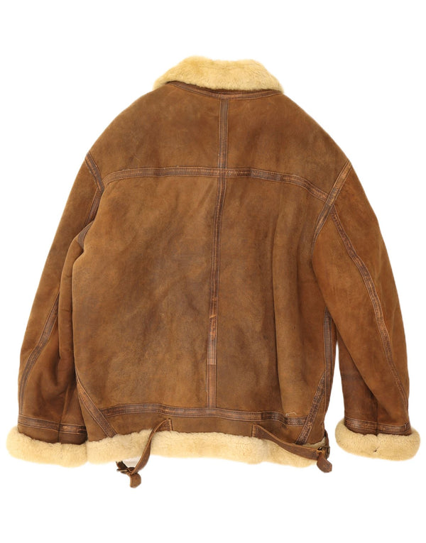 Giacca in shearling vintage da uomo UK 42 XL Shearling marrone